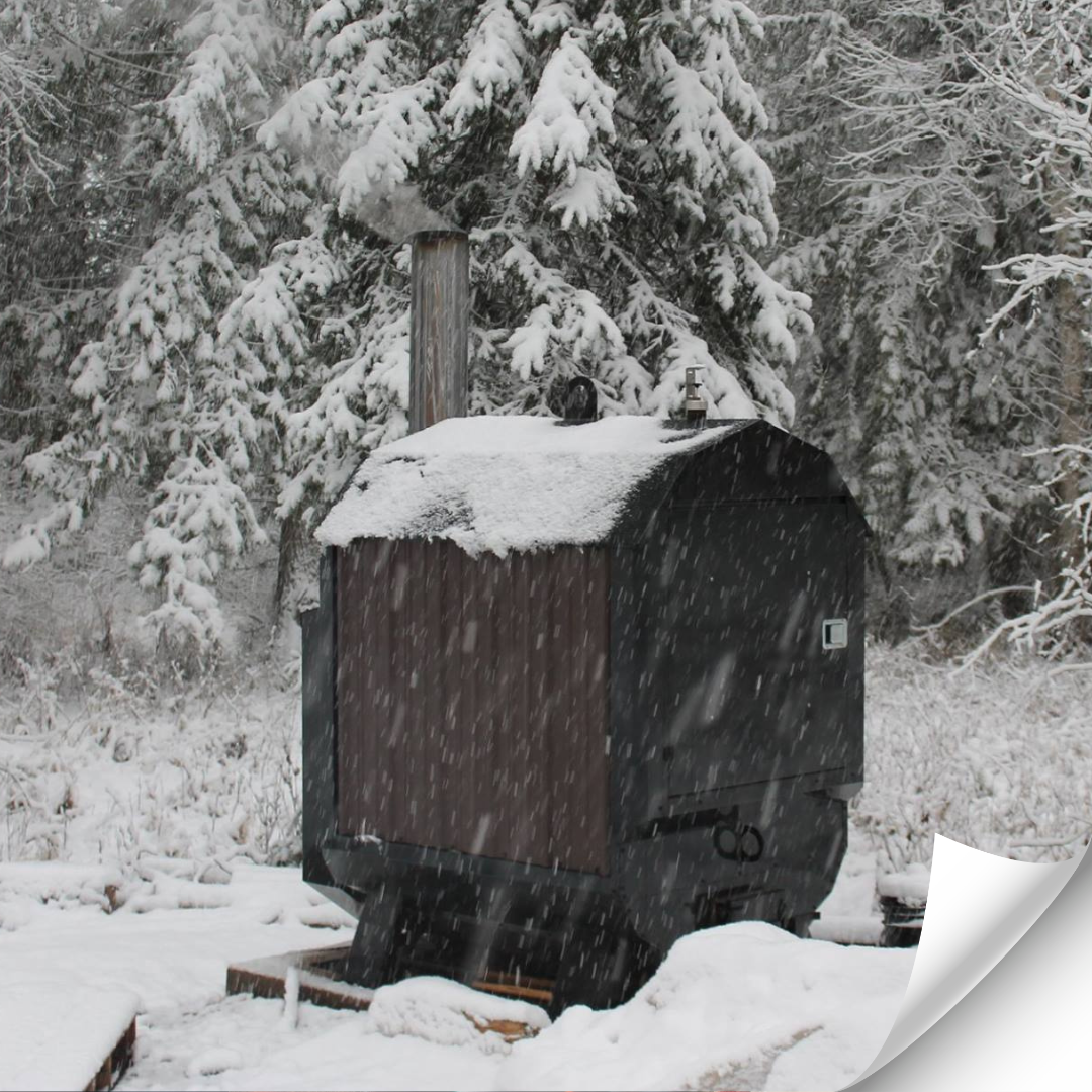 wood boiler in snow